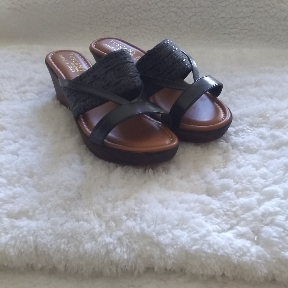 Tuscany Made in Italy Women's Wedge Platform Sandals Sz 12 A7 - Picture 1 of 11